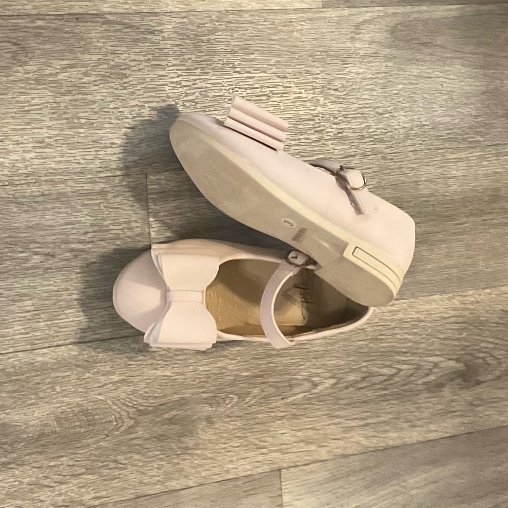 Elegant blush pink kids Shoes with Bow Detail